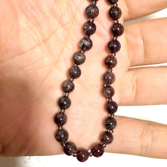 Deep Wine Red Garnet Short Necklace, Genuine Gemstone Adjustable Necklace - Picture 12 of 12